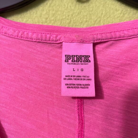 VS PINK V-Neck Short Sleeve Tee Shirt Black Bright Striped Large - Picture 3 of 5